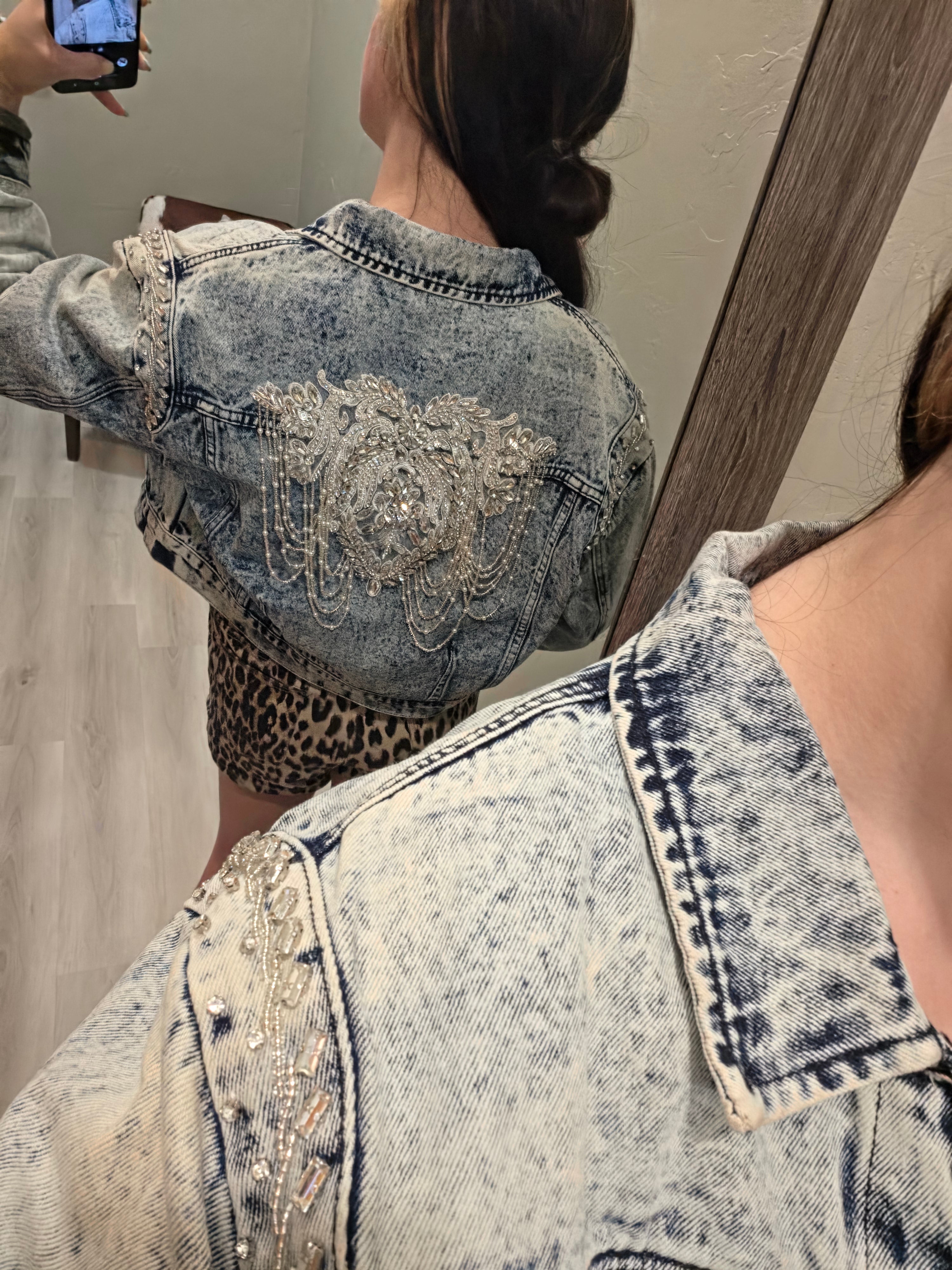 Rhinestone and Peal Denim Jacket