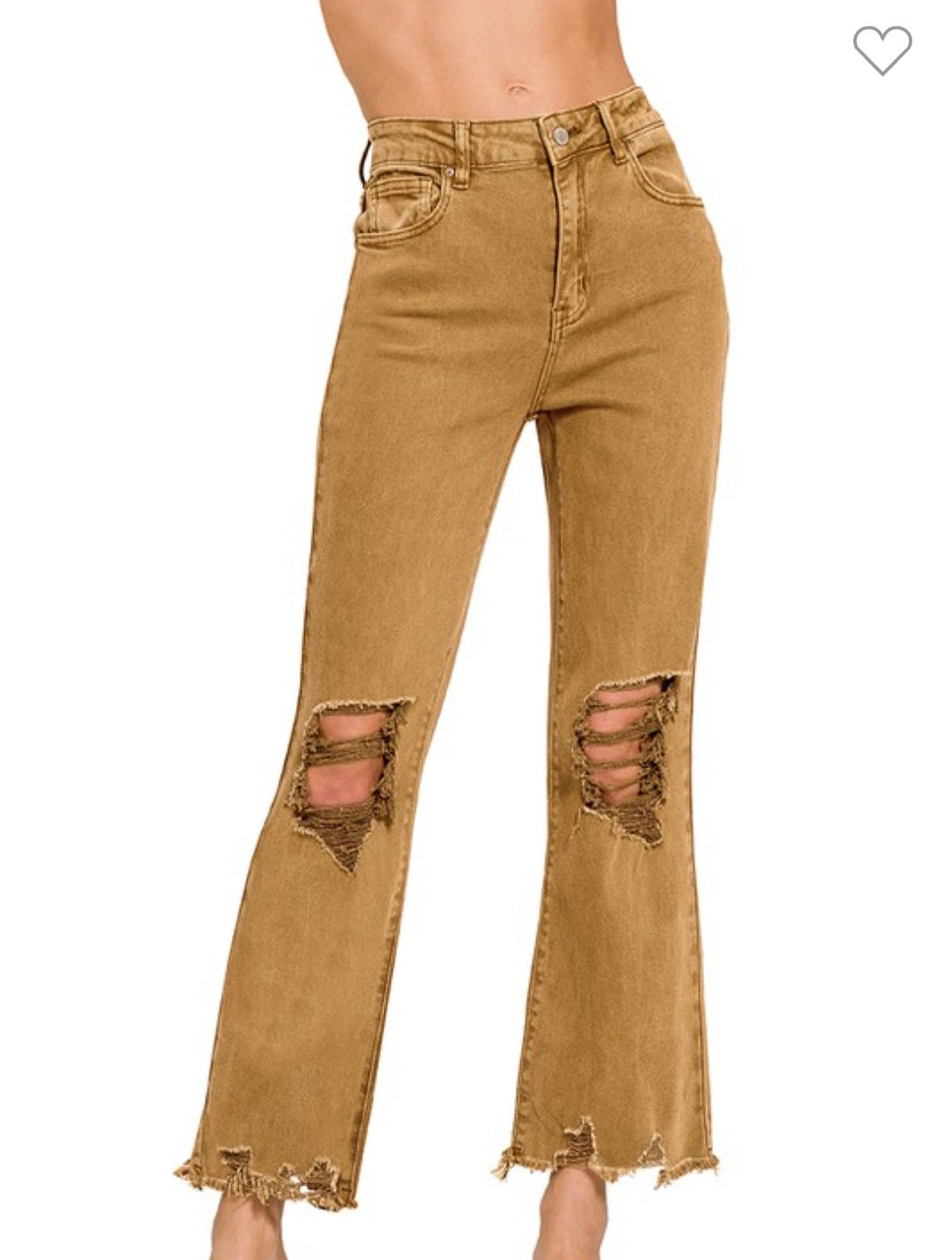 Camel Distressed Denim