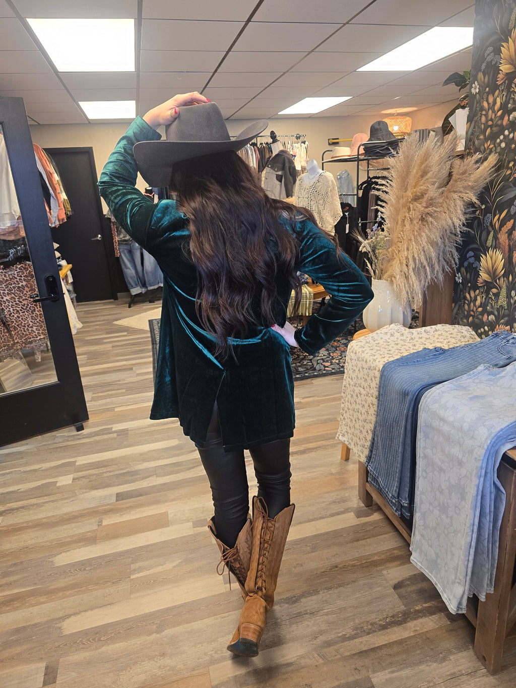 Hunter Green Velvet Blazer