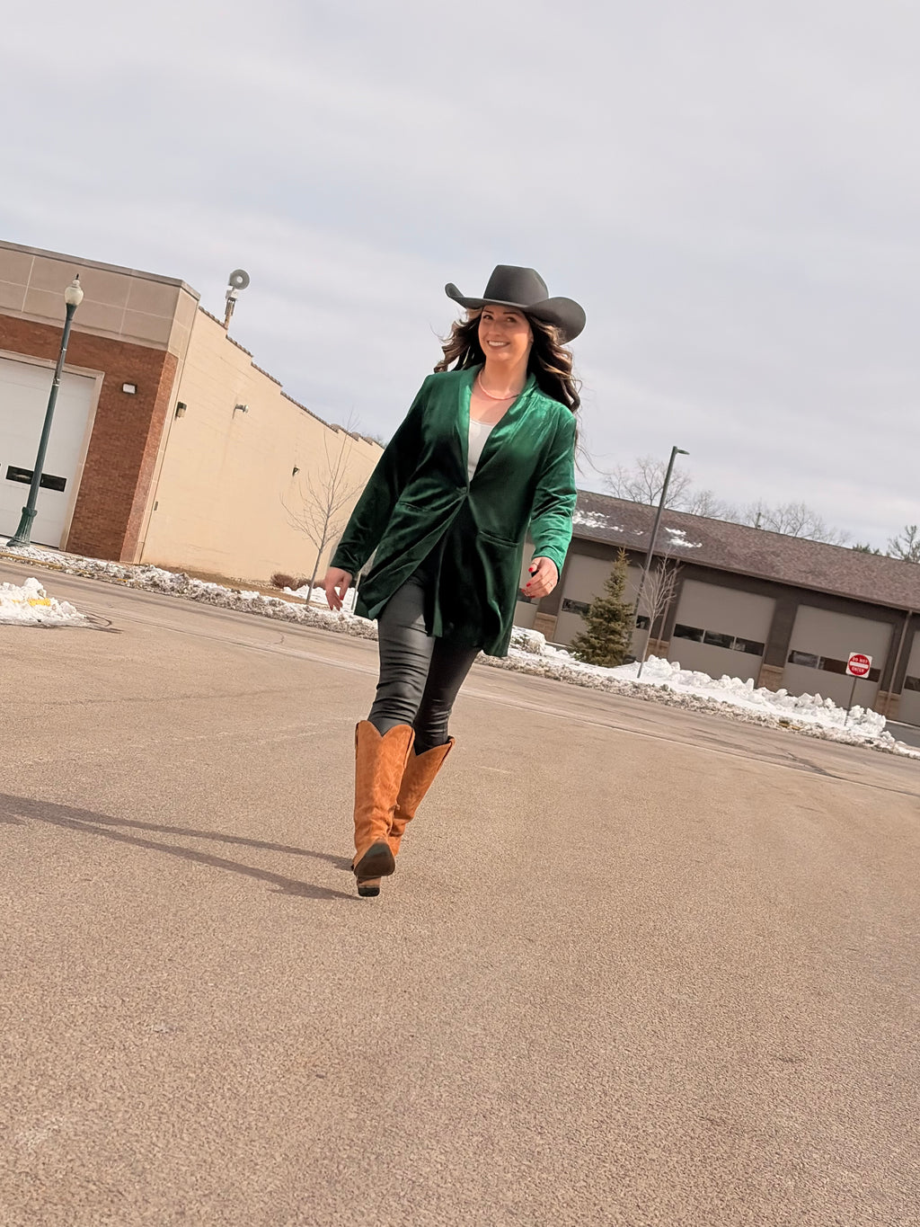 Hunter Green Velvet Blazer